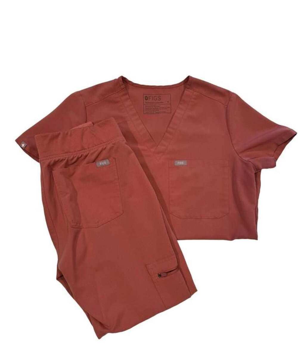 FIGS Zamora Scrub Set Size XS Petite Mauve Pink Top And Jogger Pants